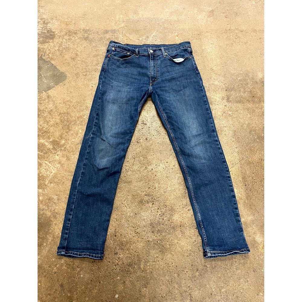 Levi's 502 Taper Fit Jeans Mens 36x34 Blue Denim Dark‎ Wash Logo Cotton Stretch